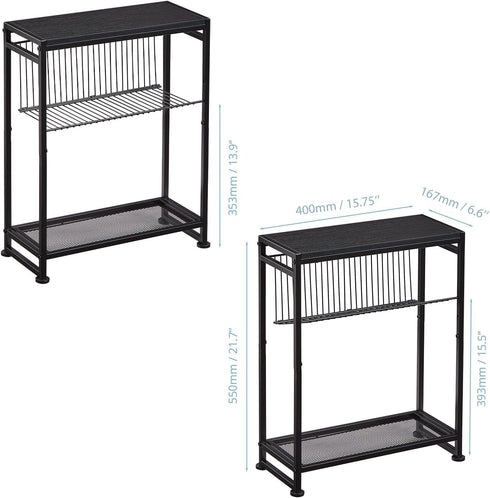 2 1 Dulcii Small Side Table for Small Spaces - Slim End Table with Magazine Holder - in Design Narrow End Table Living