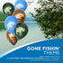 Gone Fishin' Party Balloons (6 pcs.) - 12" Latex Balloons in 3 Vibrant Colors with Largemouth Bass Print