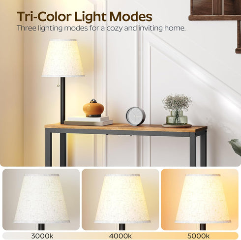 29.5" CT75DBR YATINEY Narrow Console Table, Behind Couch Table, Small Entryway Table with Light, Thin Sofa Table