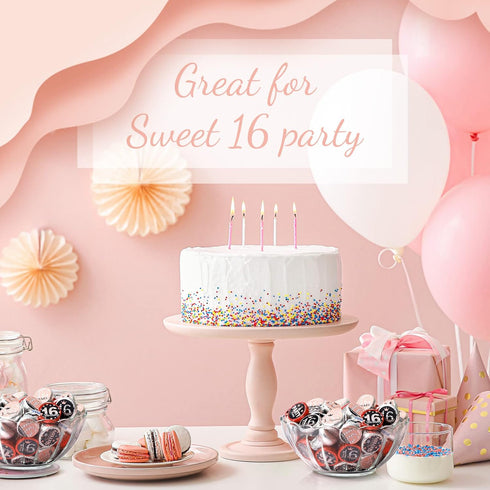 Zonon 504 Pieces Sweet 16 Birthday Party Favors Stickers, Mini Kisses Candy Wrappers, Sweet Sixteen Decorations