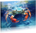 FUNHUA Nautical Wall Decor Blue Crab Canvas Paintings Abstract Modern Marine Artwork Beach