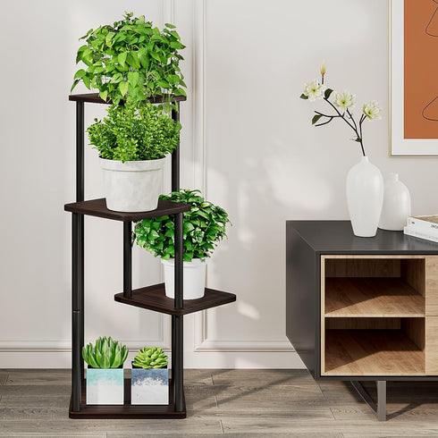 4 AZERPIAN Plant Stand Tier Indoor Metal Flower Shelf for Multiple Plants Corner Tall Flower Holders for Patio Garden