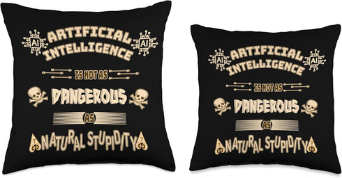Funny AI Tech Geek Sarcastic Tan Throw Pillow, 16x16, Multicolor