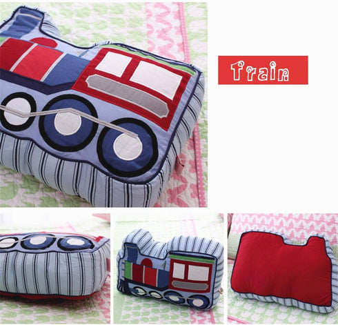ABREEZE Train Shaped Pillow Quilted Decorative Pillows for Boys Room Dcor