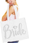 Giant 18" x 14" Canvas Bride Tote Bag - Diamond Motif Rhinestone Totes - Wedding Accessories & Bridal Shower Gifts
