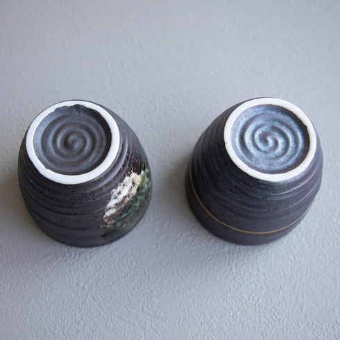 Set 2, 6.7oz (200ml), 2PCS Set, Asayu Japan Handpainted Glazed Ceramic Tea Cups of Made in Japan MIno Ware Pottery