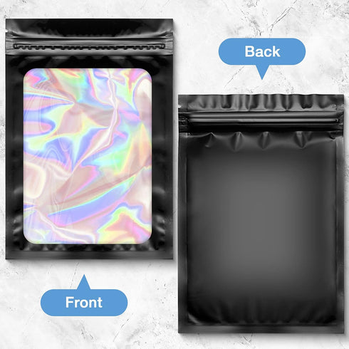 Marspark 200 Pieces Resealable Foil Bags, 3 x 4.7 Inch with Clear Window for Food Storage (Black)