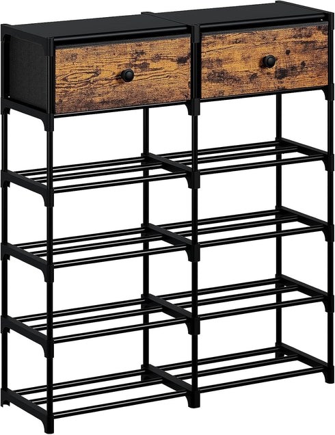 Shoe Rack, 6 Tier Shoe Rack Organizer with 2 Large Drawers, Shoe