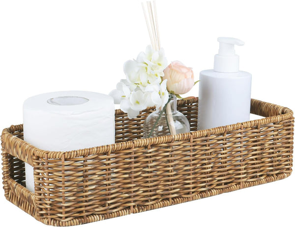 Small Wicker Baskets - Wicker Toilet Basket Tank Topper for Toilet Paper, 1-Pack