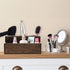 Rustic Wooden Hair Dryer Holder - Hair Tools Organizer with 3 Circular Holes and 1 Compartment for Bathroom Vanity