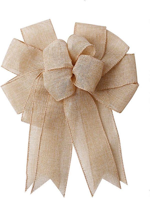 Large Rustic Jute Bows, Holiday Ornaments Burlap Wreaths Bows for Door Ornaments and Window Hanging