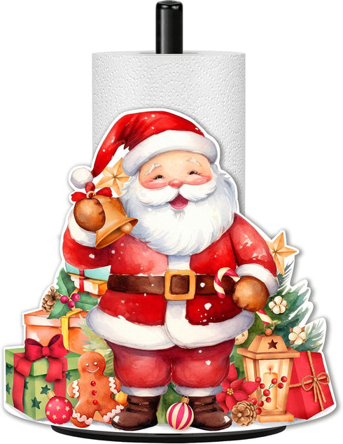 HNBYTJ Christmas Paper Towel Holder, Christmas Gnomes Santa Claus Countertops Decor, Metal Stand