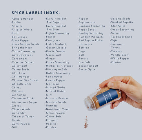 Spice Labels (Navy Blue) Preprinted Labels; White Spice Labels; Black Spice Labels; Blue Spice Labels; Spice Jar Labels; Stickers for Spice Jars by Tidy Style