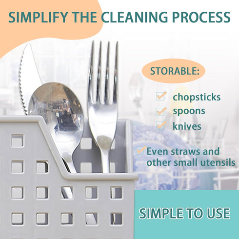 Grey Dishwasher Chopstick & Straw Basket, Ideal Utensil Holder for Small Items, Keep Your Dishwasher Organized