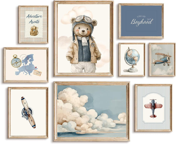 Lwoztra Teddy Bear Nursery Wall Art Decor Baby Boys Room Canvas Poster Vintage