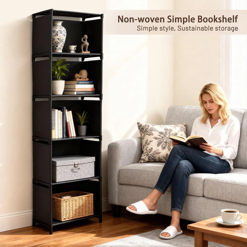 Gmrithaf 6 5-Cube 6 5 Tier Book Shelf, Storage Shelves, Tool-Free Assembly Kids Bookshelf, Bookcase Cube Storage