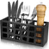 Ayiaren Farmhouse Wooden Silverware Utensil Caddy, Cutlery Holder Organizer for Kitchen Countertop and Table