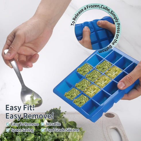 BECOKIT 1 2 2 Pack) Tbsp & Tbsp Silicone Freezer Molds - Perfect for Storing Garlic, Herbs, Ginger, Pesto, Tomato
