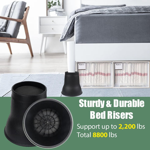 6 Inch, 6 Pack 2200lbs MYMULIKE Bed Risers Heavy Duty Bed Furniture Risers, Lift Up to Round Couch Risers for Sofas