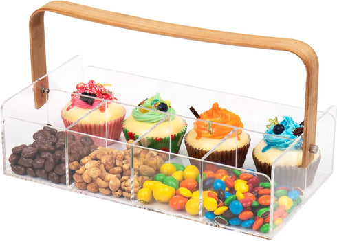 Mind Reader Tea Bag Organizer, Countertop Caddy, Bamboo and Acrylic, 11.75"L x 6"W x 6"H, Brown