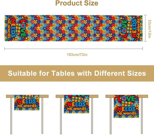 UEQIKI Summer 13x72 Inch Autism Awareness Table Runner for Home Party Decorations Seasonal Washable Kitchen Dining