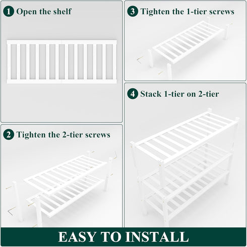 3 Closet, Smiry Shoe Rack, Tier Thick Bamboo Shoe Organizer, Stackable Free Standing Wooden Shoe Storage Shelf