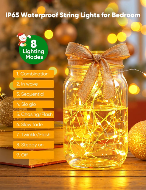 12 Pack 8 7ft 20LED Minetom Fairy Lights Battery Operated String Lights Modes, Waterproof Silver Wire Twinkle Lights