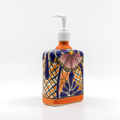 Talavera Ceramic Soap & Lotion Dispenser, Hand-Painted Mexican Pottery, Unique Multicolor Design