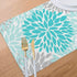 Turquoise Blue and Gray Placemats, Set of 6 Washable Table Place Mats for Kitchen Dining, 12 X 18 Inch