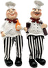 Set of 2 Home Kitchen Decor Chef Figurines, Bread & Wine Shelf Sitters for Kitchen Shelves and Countertop Display