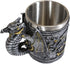 Ebros Gift Steampunk Nightcrawler Silver Firewheel Cyborg Dragon Beer Stein Tankard Coffee Mug