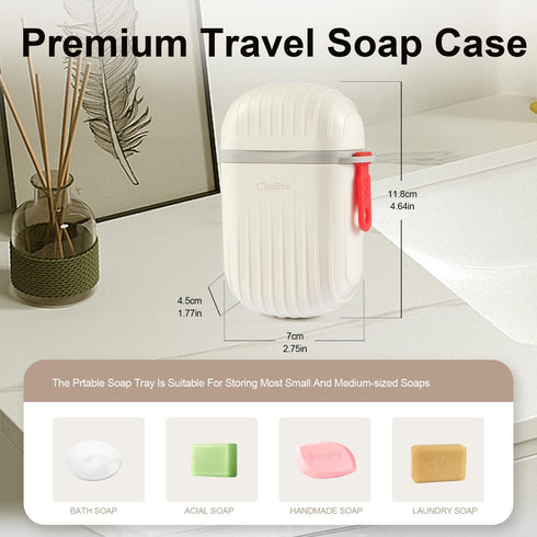 Chefiva Leakproof & Waterproof Travel Soap Case with Lid - Portable Bar Soap Holder & Draining Container for Camping