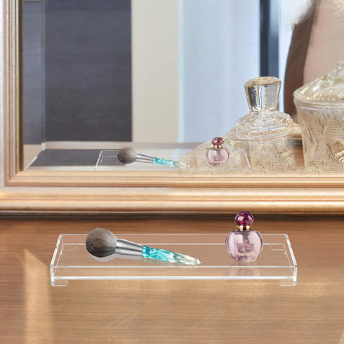 Vanity Bathroom Tray - Acrylic Rectangle Decorative Catchall Organizer Storage Tray, Clear