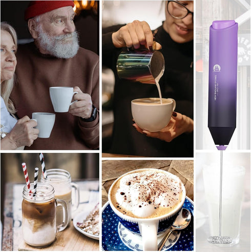 Powerful Handheld Milk Frother, Mini Whisk Drink Mixer for Coffee, Cappuccino, Latte, Matcha, Hot Chocolate - Galaxy