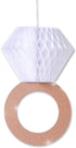 Engagement Party Decorations - Bridal Shower Supplies, Honeycomb Ring Hanging Decorations, Rose Gold Glitter Diamond