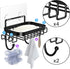 ODesign Soap Dish Holder with 6 Hooks for Loofah Bath Sponge Towel Razor, Adhesive Wall Mounted No Drilling - Black - 1