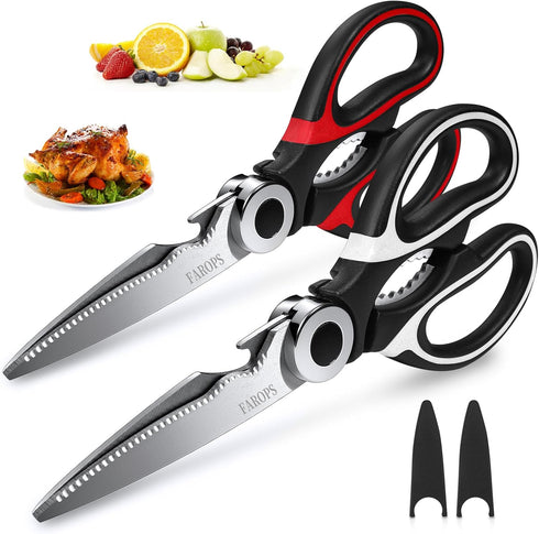 Heavy Duty Kitchen Scissors 2-Pack - Raptor Meat Shears, Dishwasher Safe, Stainless Steel Multi-Function Cooking