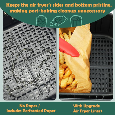 BYKITCHEN Air Fryer Sheet Liners, Set of 200, 9 Inch Parchment Paper Filters for Ninja AG301, Cosori, Gourmia