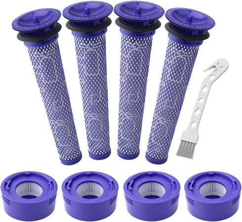 Lemige 4 Pre-Filters and 4 Post-Filters Replacement for Dyson V7, V8 Animal and Absolute Vacuum, Compare to Part