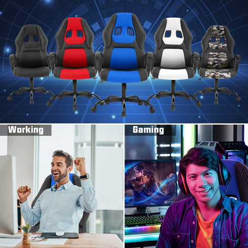 Gaming Chair PC Computer Chair Office Chair for Adult Teen Kids, Ergonomic PU Leather Gamer Chair with Lumbar Support