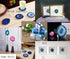 JIC Gem 3-3.5" Dyed Blue Color Small Size Agate Coasters Set of 4 with Protective Rubber Bumper