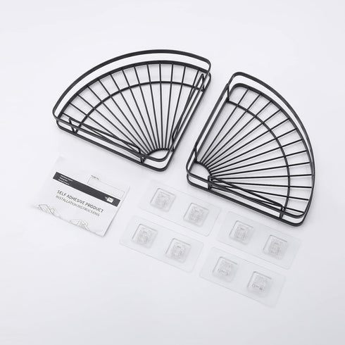 KES Shower Caddy Corner, Self-Adhesive Stainless Steel Shower Organizer, Matte Black 2 Pack