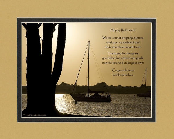 Employee Retirement Gift - Boats at Dusk Photo with Appreciation Poem for Retirees