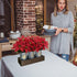 HEMYLU Poinsettias Artificial Christmas Flowers with LED Lights, Red Xmas Table Centerpiece in Pots and Wood Box