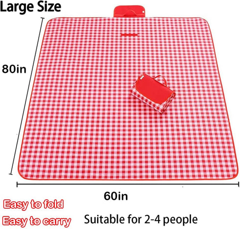 LRUUIDDE 80''x60'' 1, 80x60in) Oversize Picnic Beach Blanket, Outdoor Waterproof Foldable, Sandproof Blankets Plaid