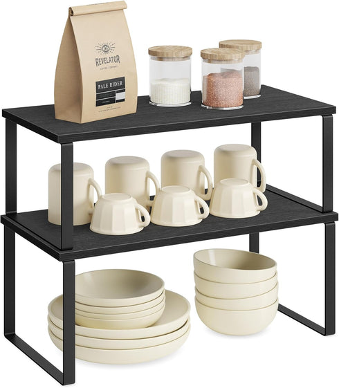 Set 2 Counter UKCS025B01 SONGMICS Cabinet Organizer Shelf, of Kitchen Shelves, Kitchen Storage, Spice Rack, Stackable