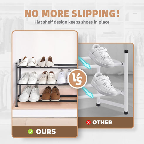 12 Closet, 3 STORAGE MANIAC Expandable Shoe Rack, Pairs Stackable Small Shoe Rack, Metal Adjustable Shoes Organizer