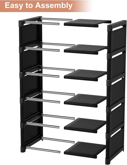 XXXAXXX 6-Tier 9.84" Closet Narrow Shoe Rack, Vertical Small Space Shoe Organizer, Compact Slim Shoe Shelf