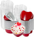 50Pcs Mini Heart Shaped Cake Pans with Lids, 100 ml Disposable Cupcake Cup, Mini Aluminum Foil Baking Cups, Red