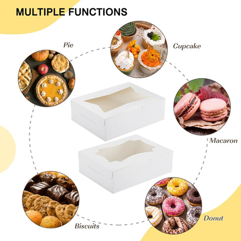 TOMNK 50pcs Cookie Boxes with Window, 8x6x2.5 Inches Bakery Boxes for Treats, Muffins, Donuts, Chocolate Covered